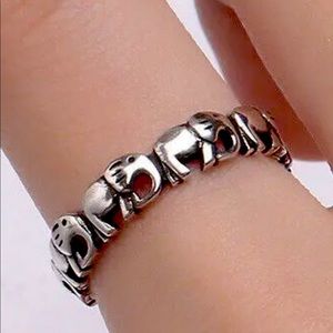 925 silver copper elephant cocktail ring NEW